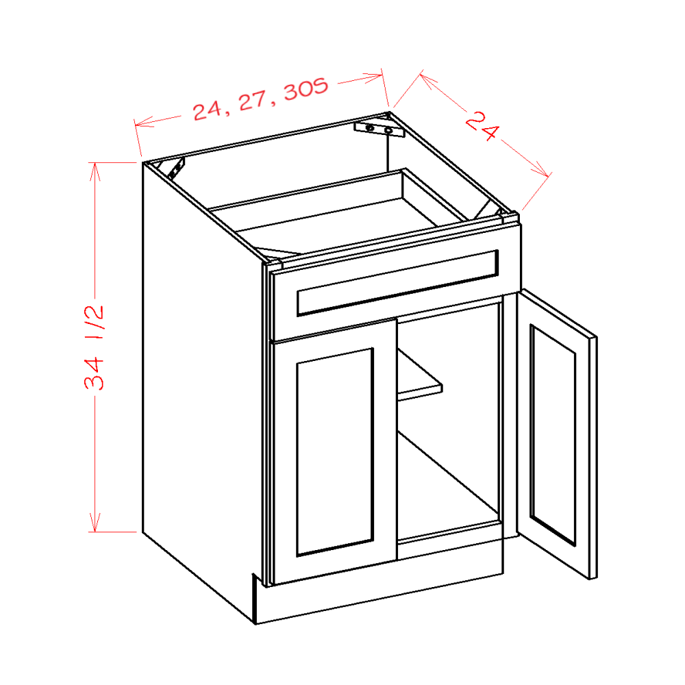 Double Door Single Drawer Bases