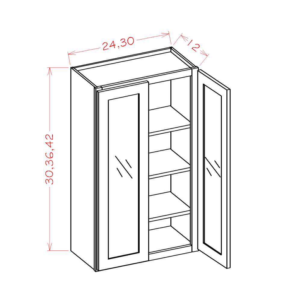 Glass Door Wall Cabinets - Double Door