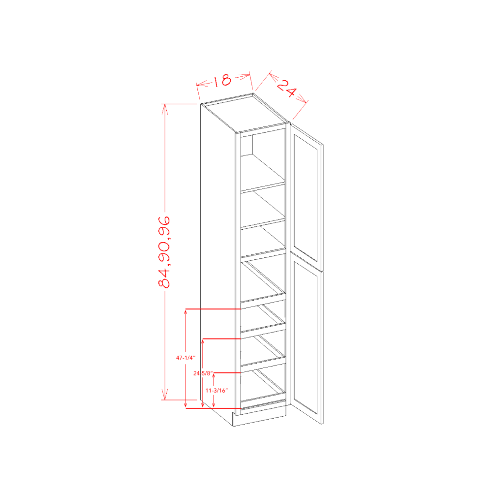 Accessory Tall Cabinets - Two Door Utility Four Rollout Shelf Cabinet Kit