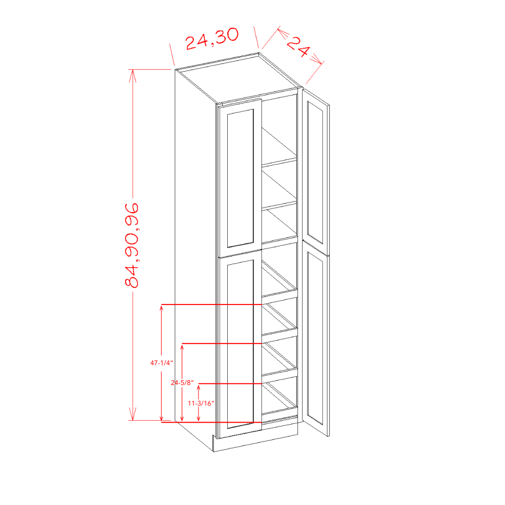 Accessory Tall Cabinets - Four Door Utility Four Rollout Shelf Cabinet Kit