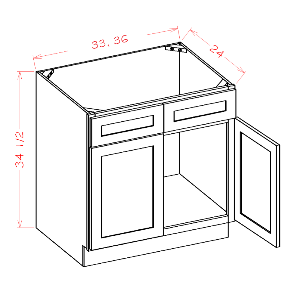 Vanity Sink Bases - Double Door Double Drawer Front