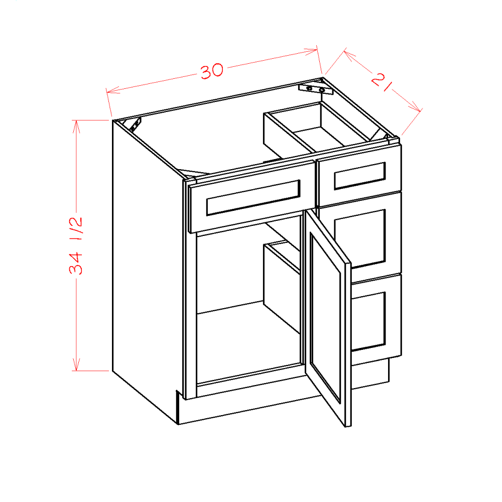 Vanity Combo Bases - Drawers Right